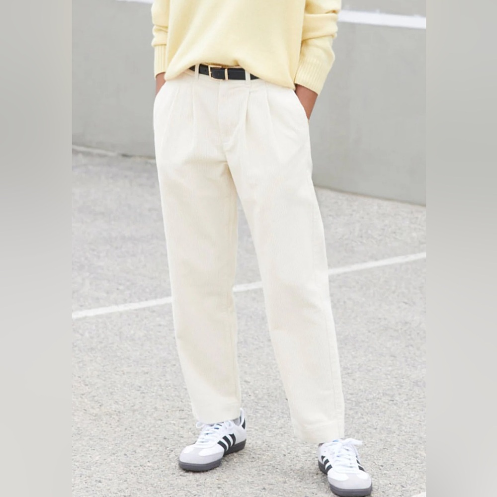 AYR Womens High Rise Cream Metropolitan Corduroy Pants Size 2 Pleated Preppy